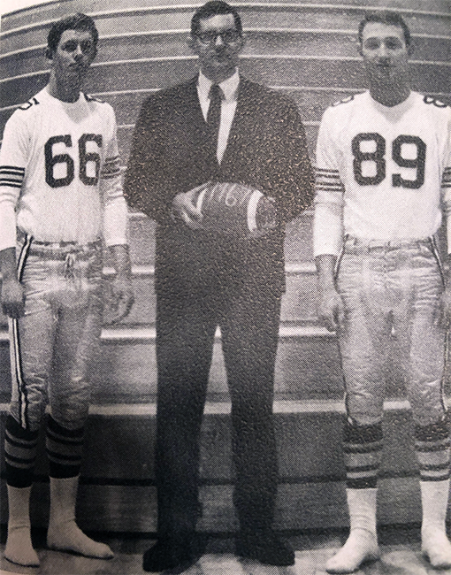 CHS 1967 football team members Glen Mason Dr. Donald Geddis Principal Joe Peters 1